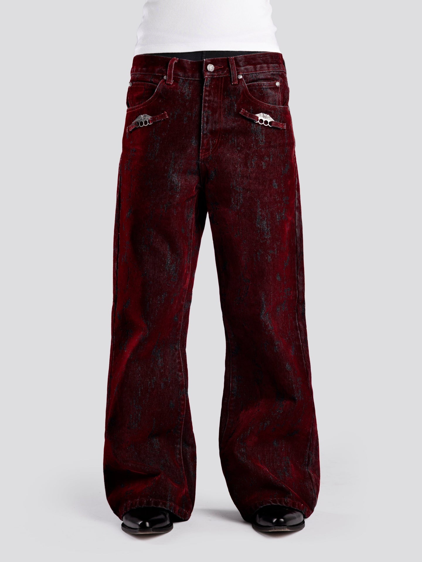 KNUCKLE BOOTCUT VELVET PANTS