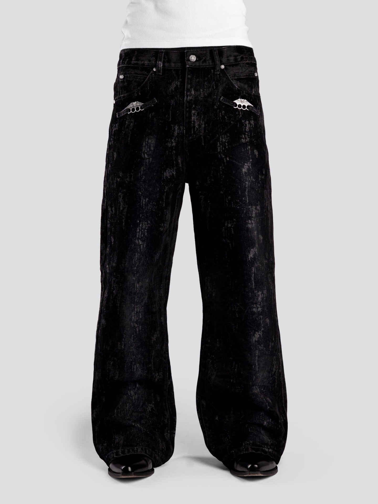 KNUCKLE BOOTCUT VELVET PANTS