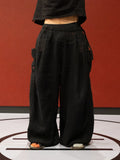 FLAX PLEATED WIDE-LEG PANTS